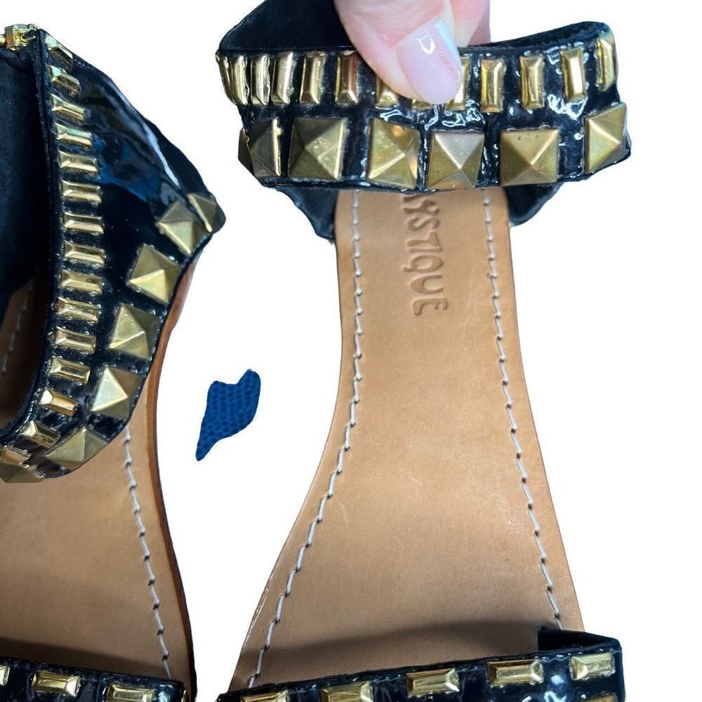 New Mystique black patent studded Sandals - Picture 6 of 12